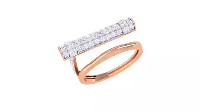 Wire High Jewelry Diamond Cocktail Ring renders 3dm stl details