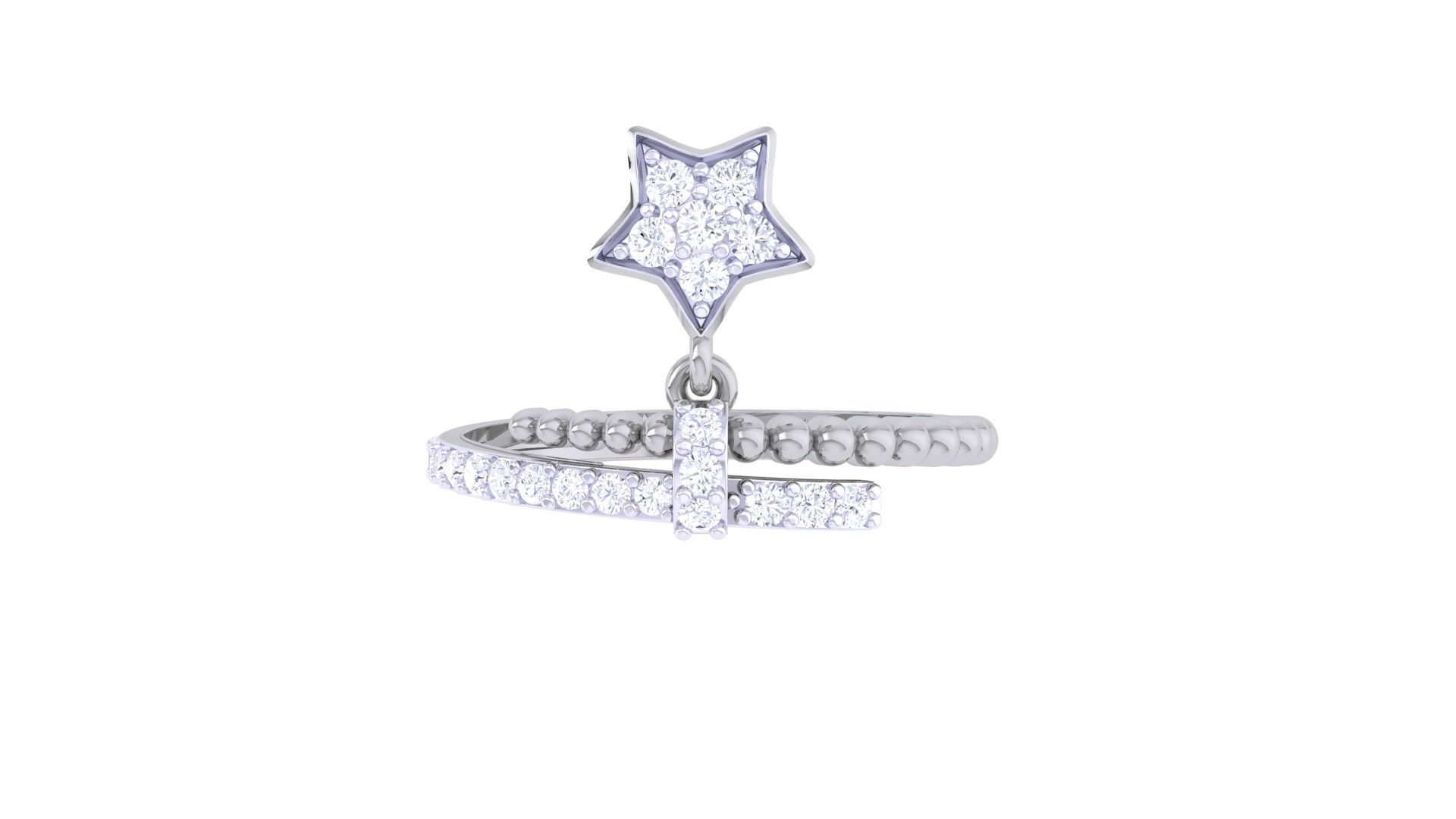Star charm beads High Jewelry Diamond Cocktail Ring renders 3dm 3D print model_6