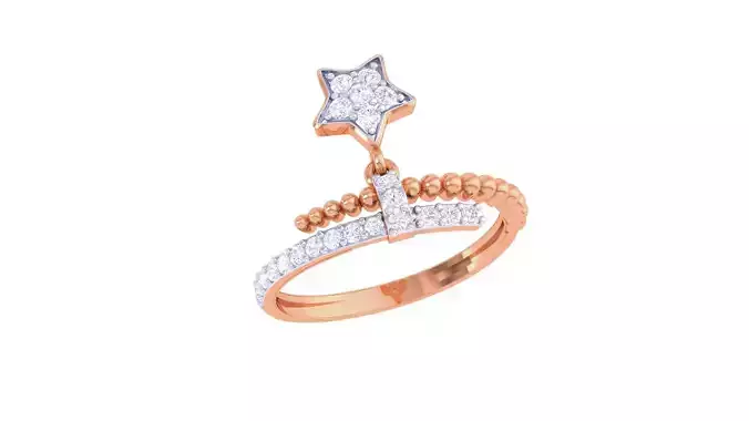 Star charm beads High Jewelry Diamond Cocktail Ring renders 3dm 3D print model