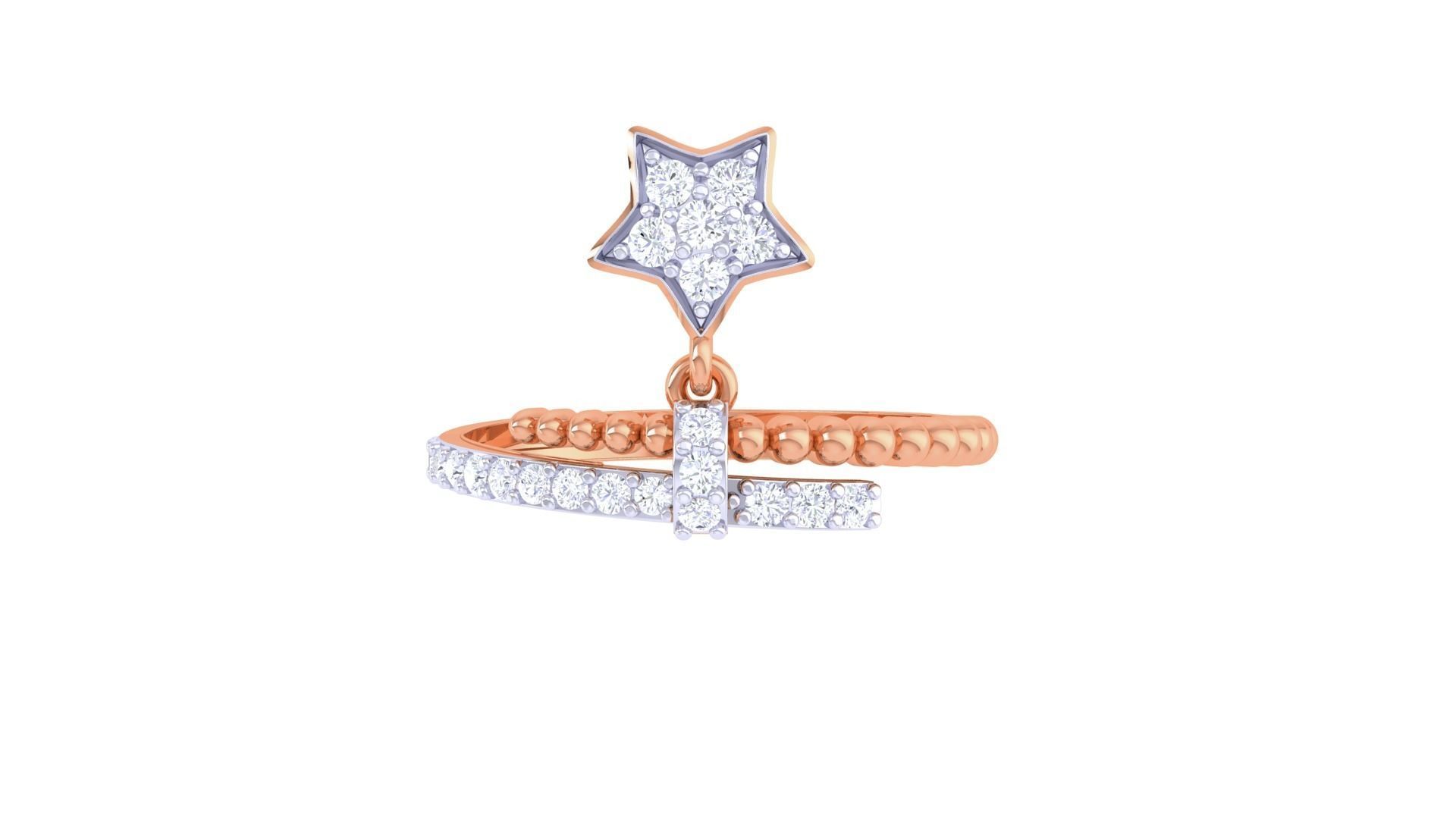 Star charm beads High Jewelry Diamond Cocktail Ring renders 3dm 3D print model_5