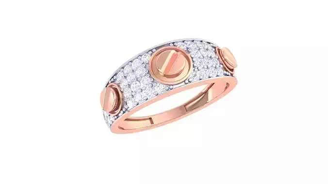 Tri Screw Head High Jewelry Diamond Cocktail Ring renders 3dm
