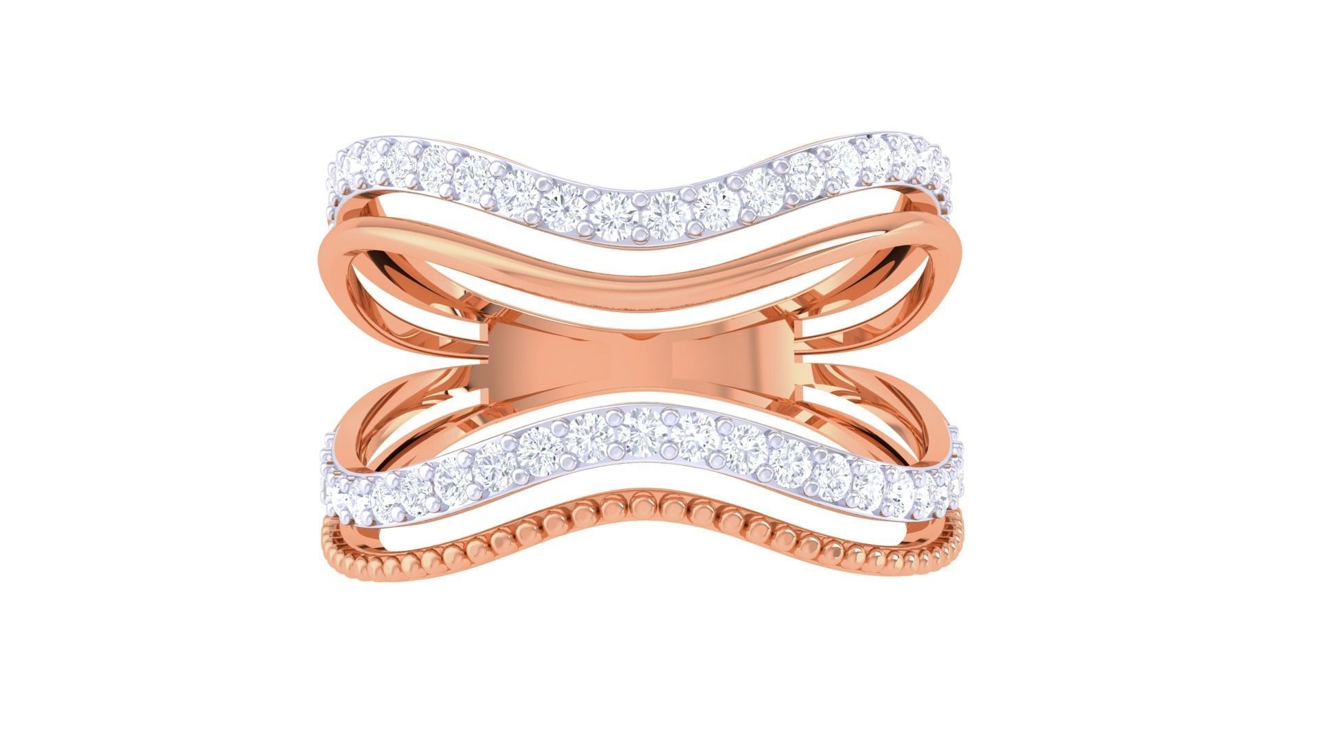 Wire Mesh High Jewelry Diamond Cocktail Ring renders 3dm stl 3D print model_7