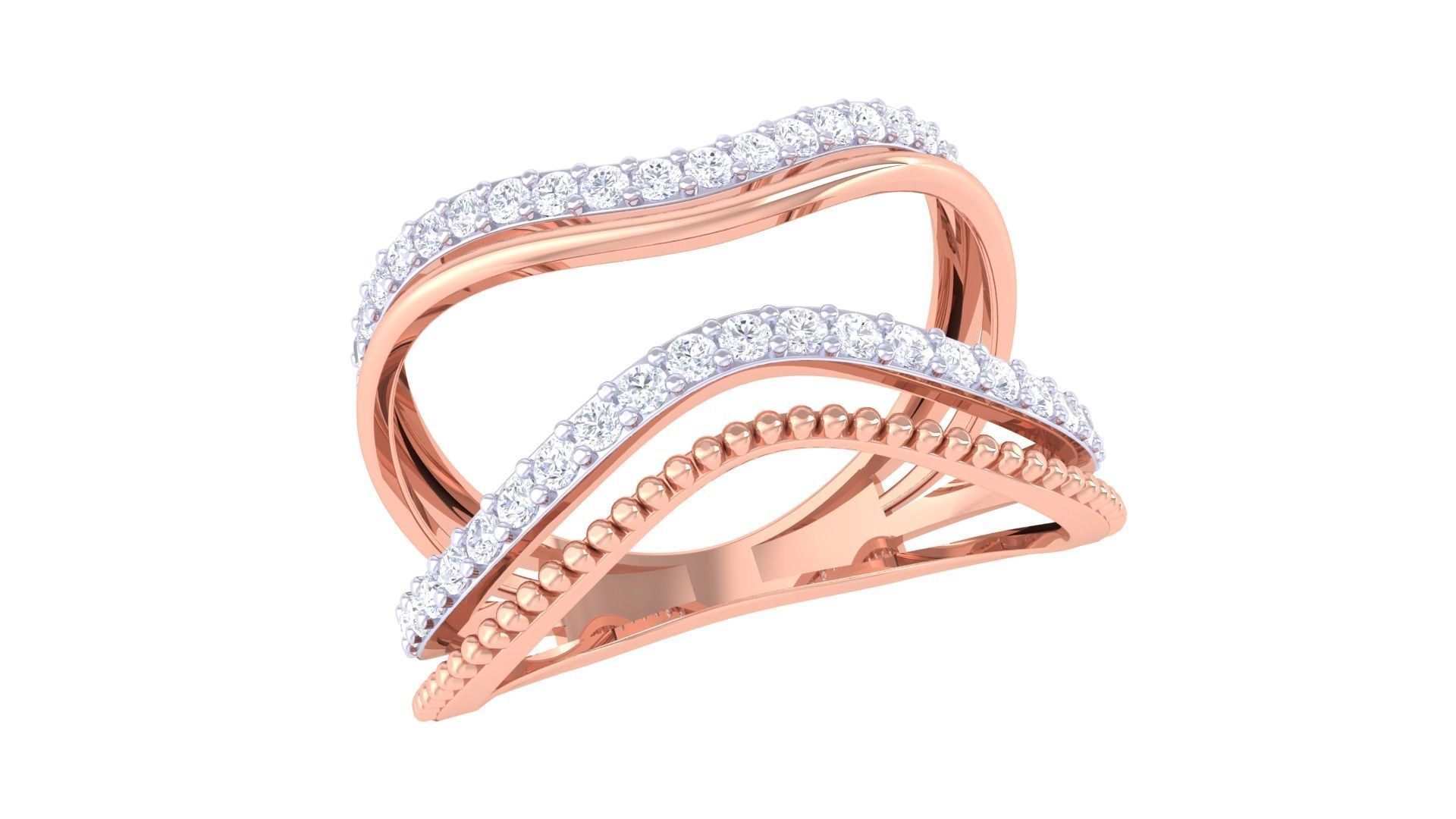 Wire Mesh High Jewelry Diamond Cocktail Ring renders 3dm stl 3D print model_4