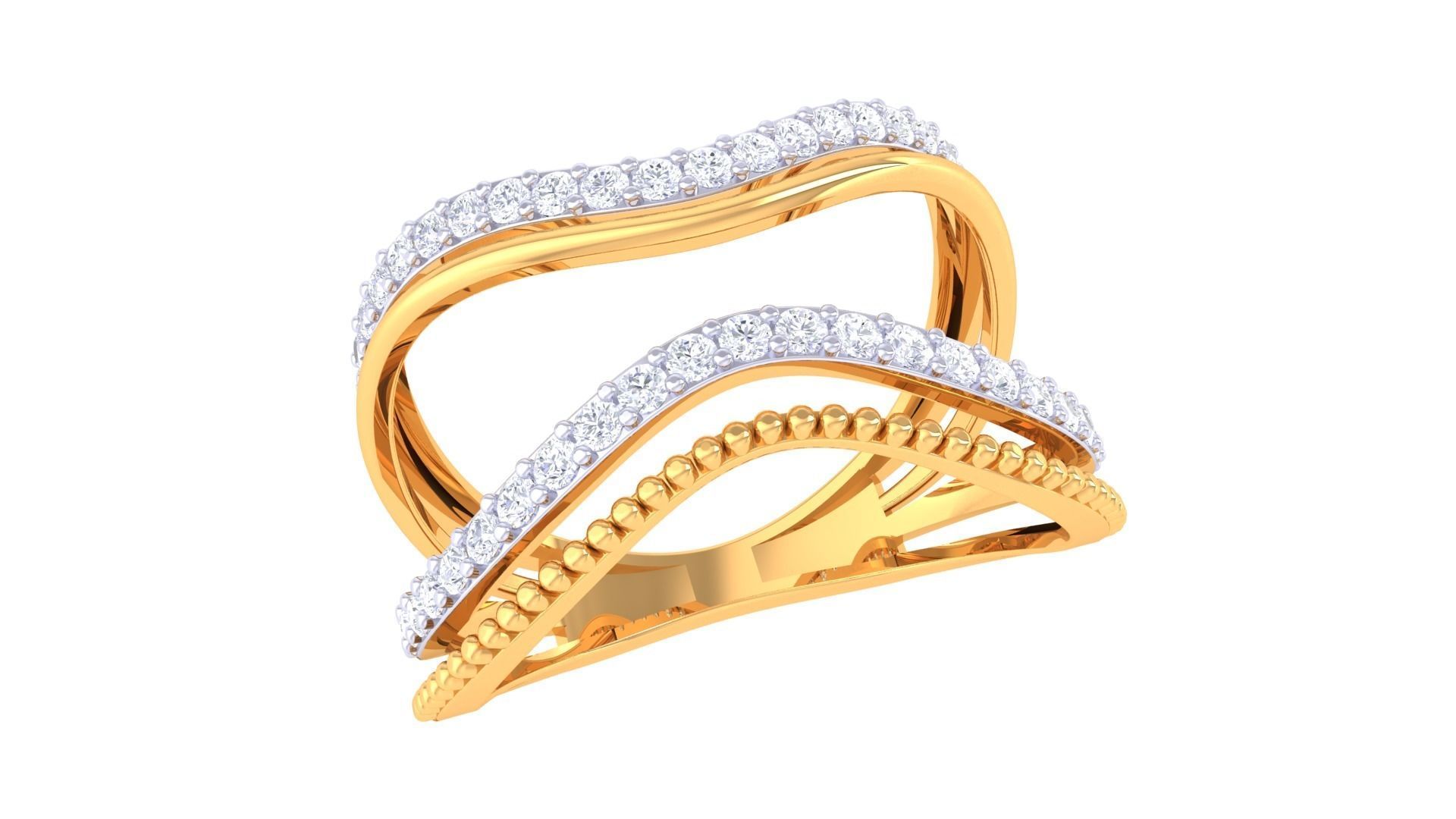 Wire Mesh High Jewelry Diamond Cocktail Ring renders 3dm stl 3D print model_2