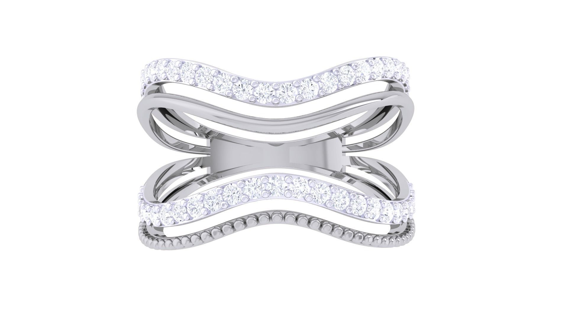 Wire Mesh High Jewelry Diamond Cocktail Ring renders 3dm stl 3D print model_5