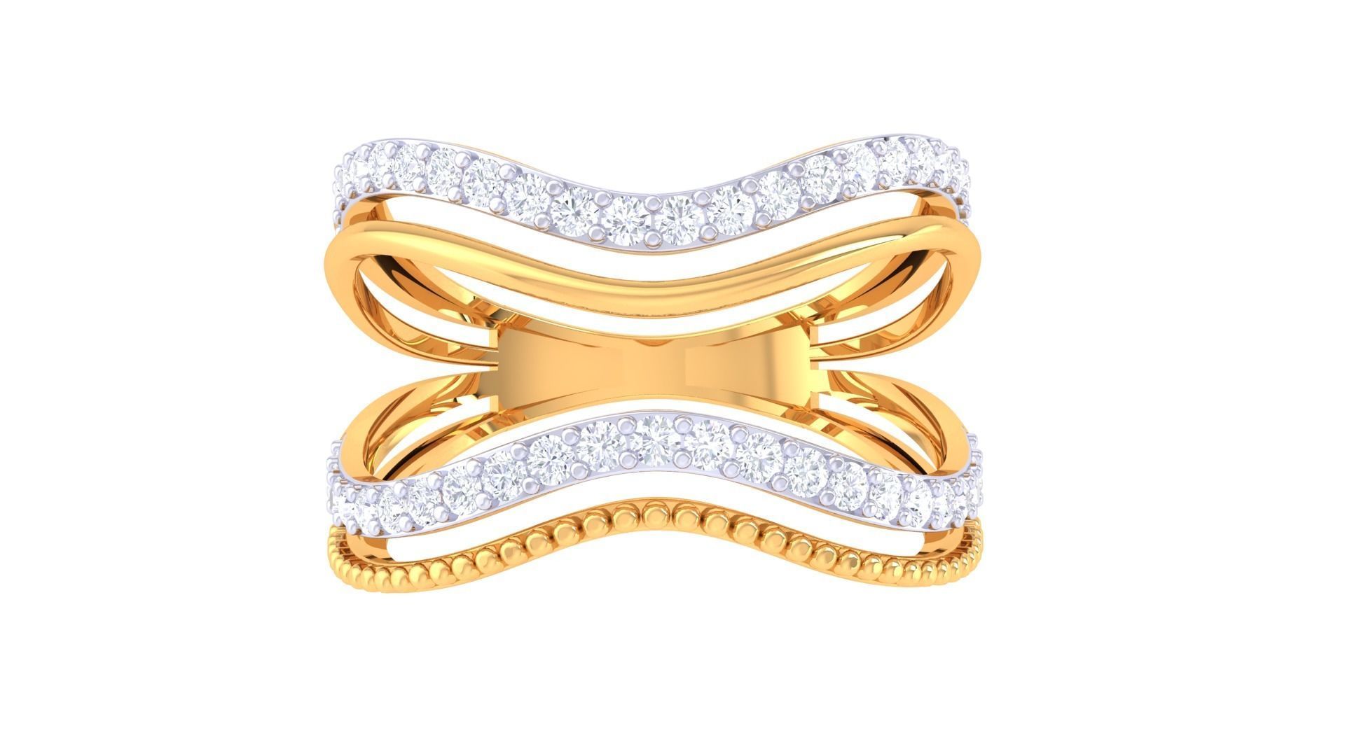 Wire Mesh High Jewelry Diamond Cocktail Ring renders 3dm stl 3D print model_6