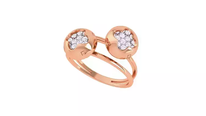 Flower on Wire Mesh High Jewelry Diamond Cocktail Ring renders