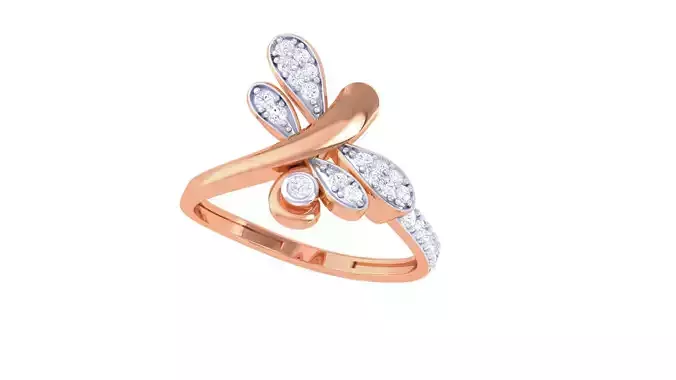 Butterfly High Jewelry Diamond Cocktail Ring renders 3dm stl  3D print model