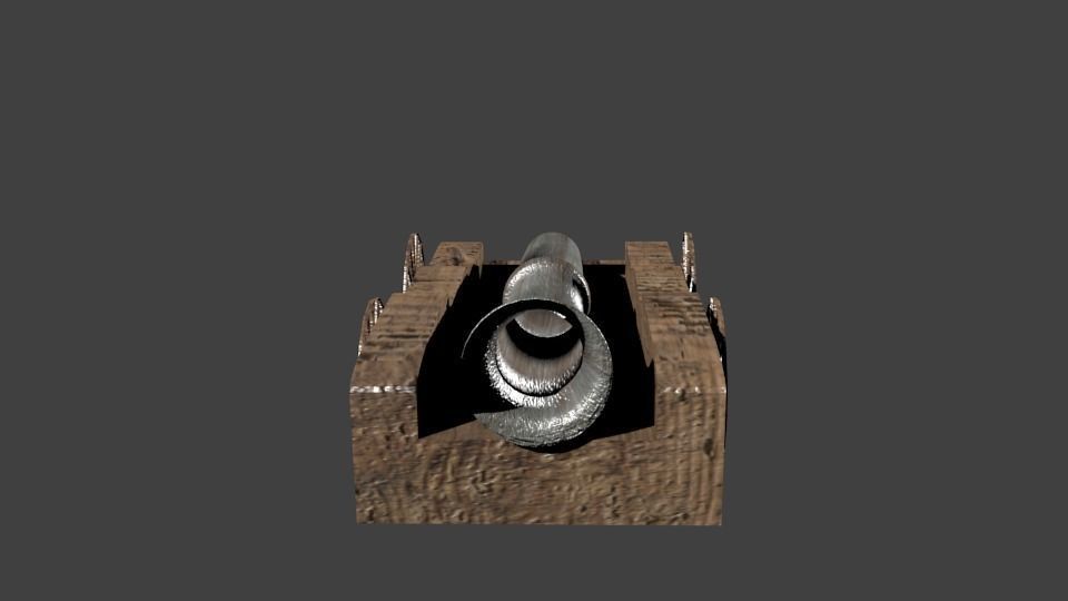 Cannon nail in wooden box Low-poly 3D model_2