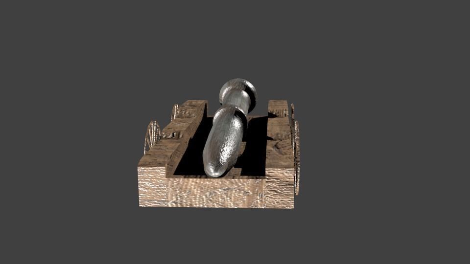 Cannon nail in wooden box Low-poly 3D model_4
