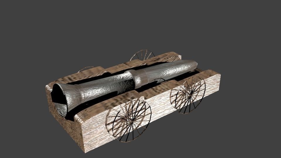 Cannon nail in wooden box Low-poly 3D model_1
