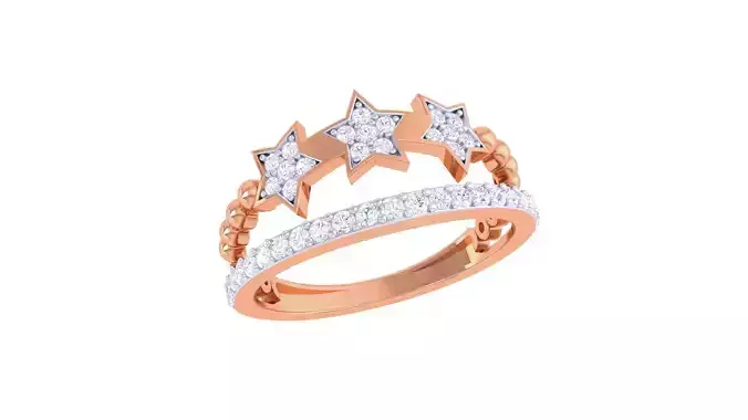 Tri Star High Jewelry Diamond Cocktail Ring renders 3dm stl