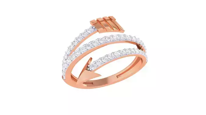 Arrow Wire Mesh High Jewelry Diamond Cocktail Ring renders 3dm 3D print model