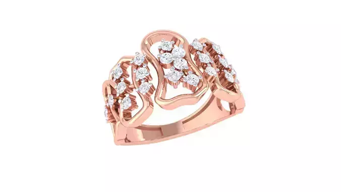 High Jewelry Diamond Cocktail Ring renders 3dm stl details