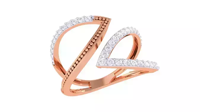 Wire Beads High Jewelry Diamond Cocktail Ring renders 3dm stl 