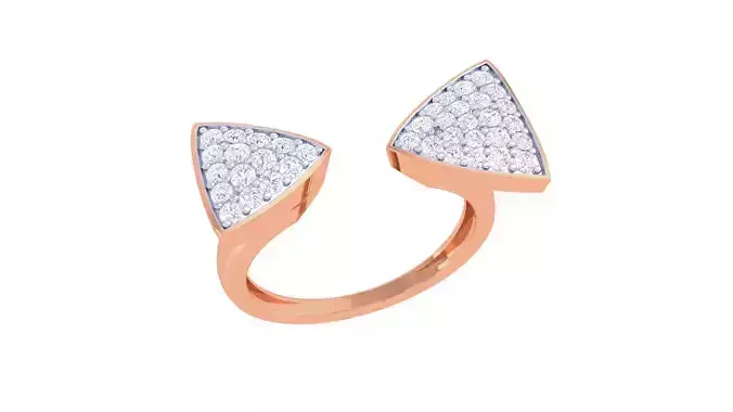 Twin Triangular Diamond Head High Jewelry Diamond Cocktail Ring