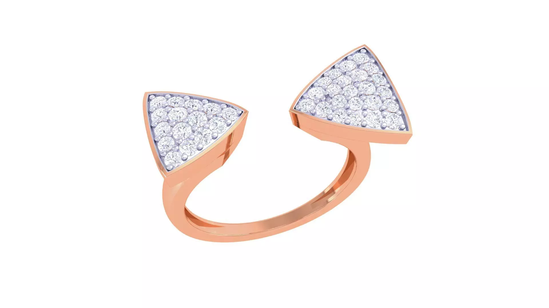 Twin Triangular Diamond Head High Jewelry Diamond Cocktail Ring 3D print model