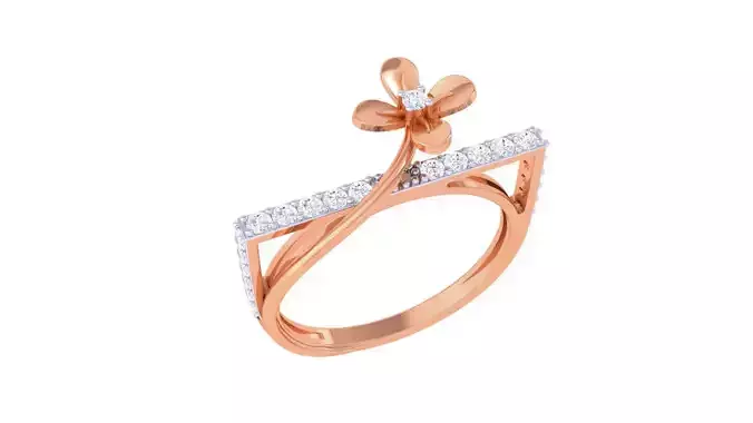 Flower Wire High Jewelry Diamond Cocktail Ring renders 3dm stl