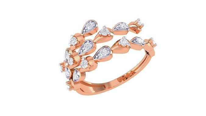 Leaves Vines High Jewelry Diamond Cocktail Ring renders 3dm stl 3D print model
