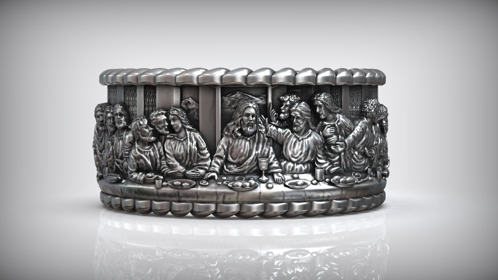 The Last Supper Band Jesus Christ ang Twelwe Apostles 3D print model_4