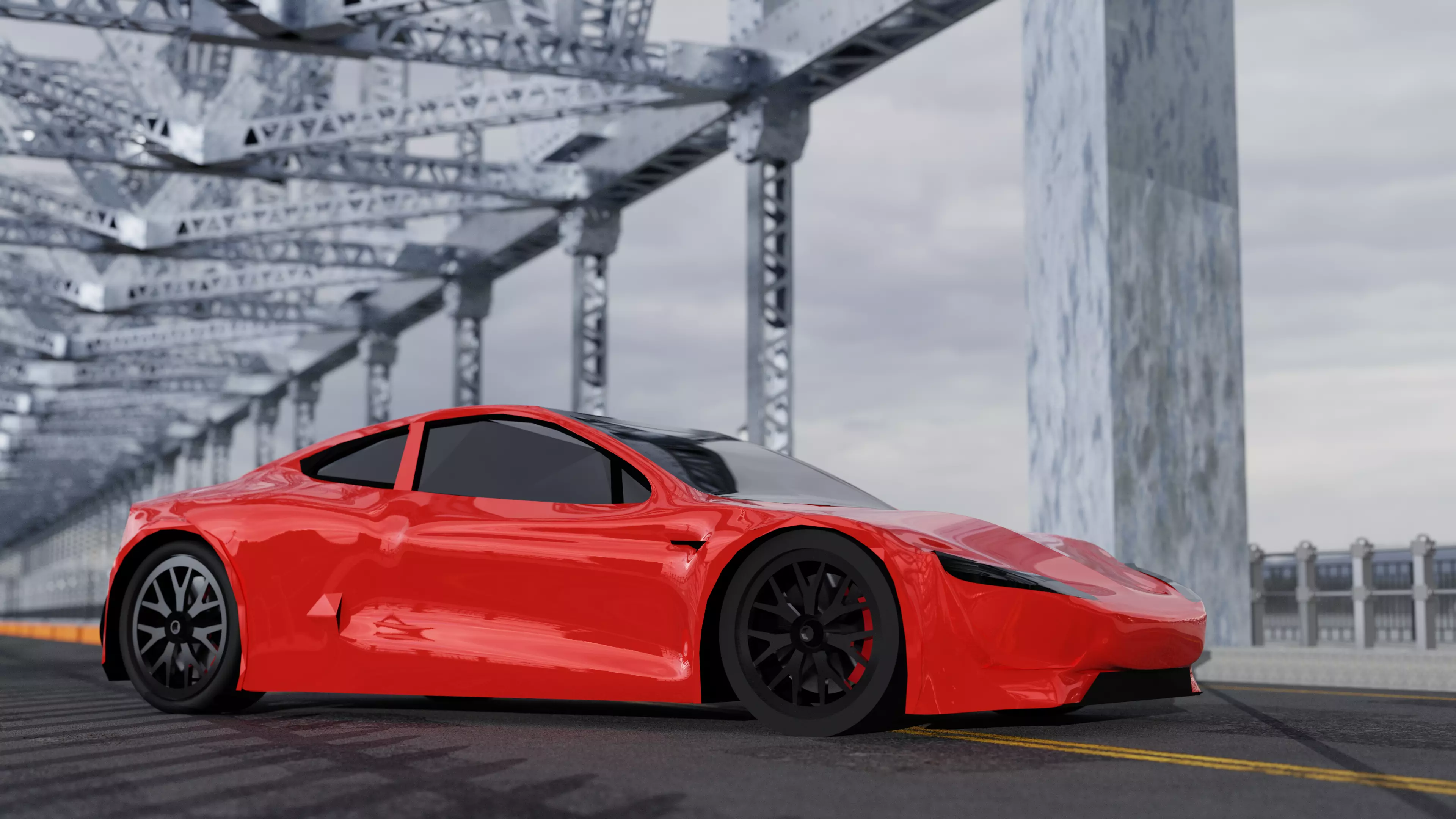 Tesla Roadster 2 high poly 3D model