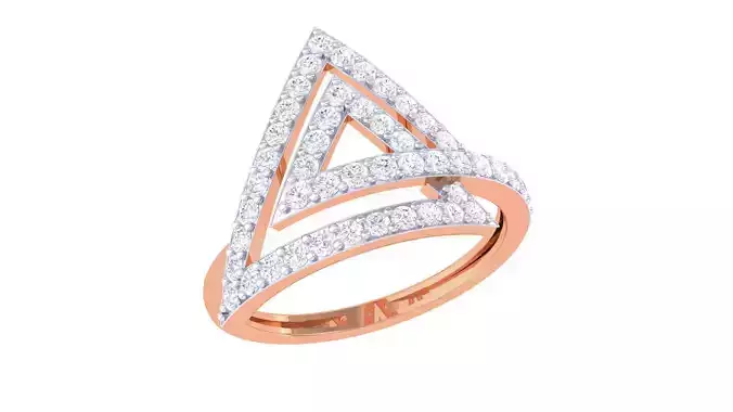 Triangular High Jewelry Diamond Cocktail Ring renders 3dm stl