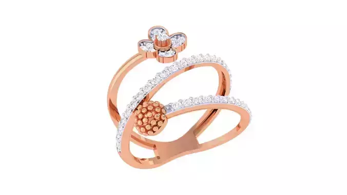 Wire High Jewelry Diamond Cocktail Ring renders 3dm stl details