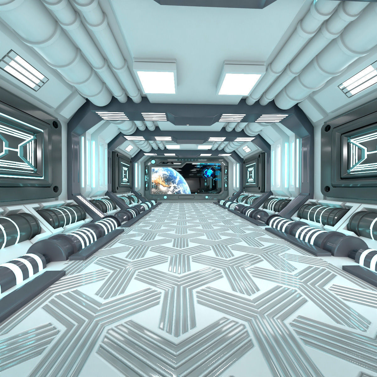 Sci-fi Interior Scene Low-poly 3D model_10