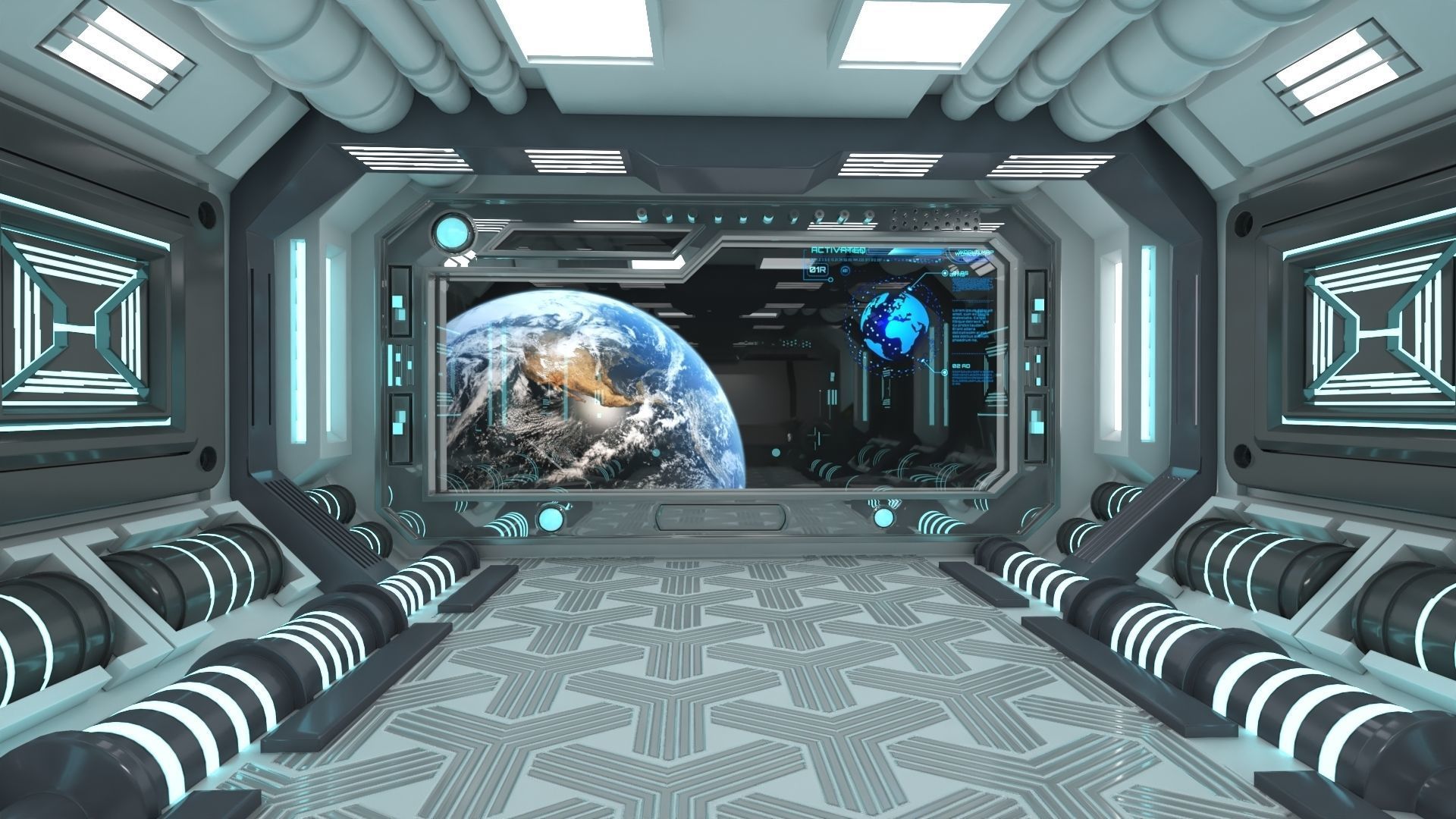Sci-fi Interior Scene Low-poly 3D model_4