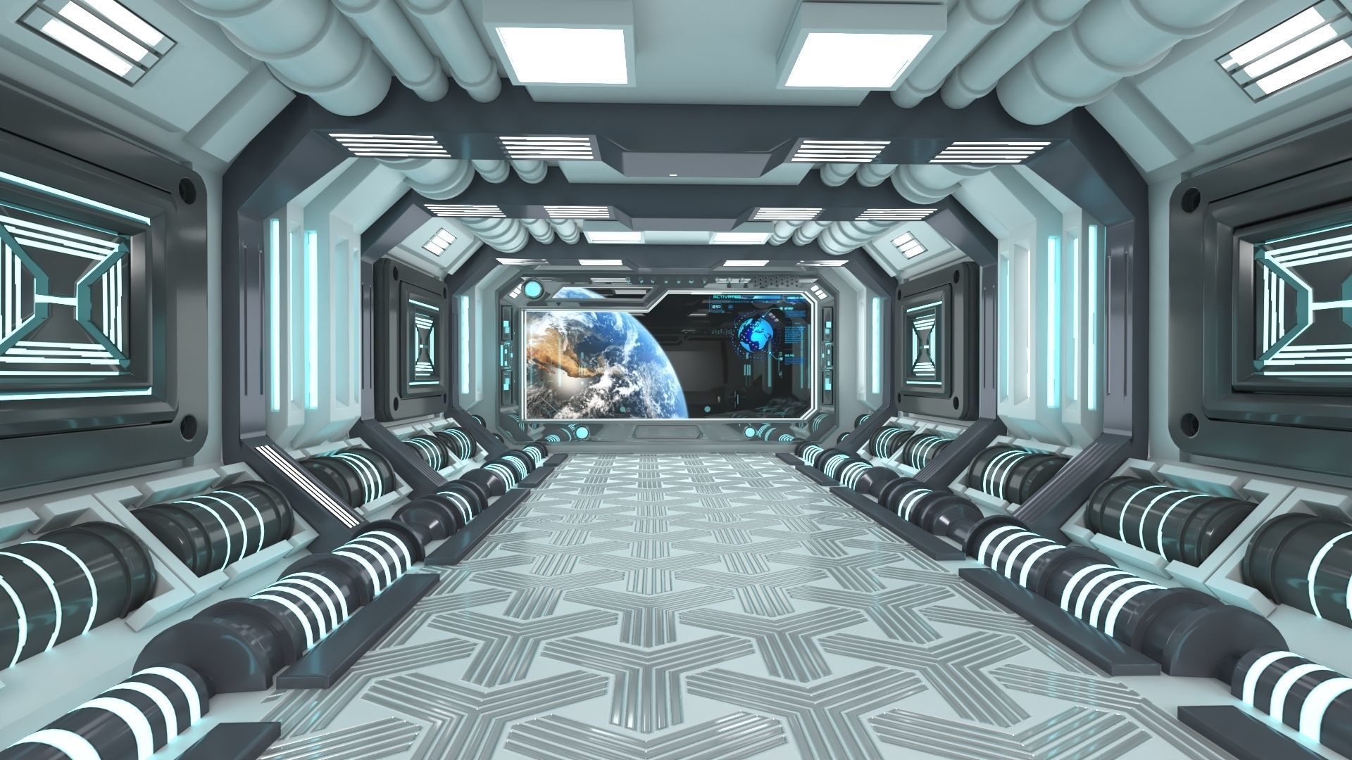 Sci-fi Interior Scene Low-poly 3D model_12