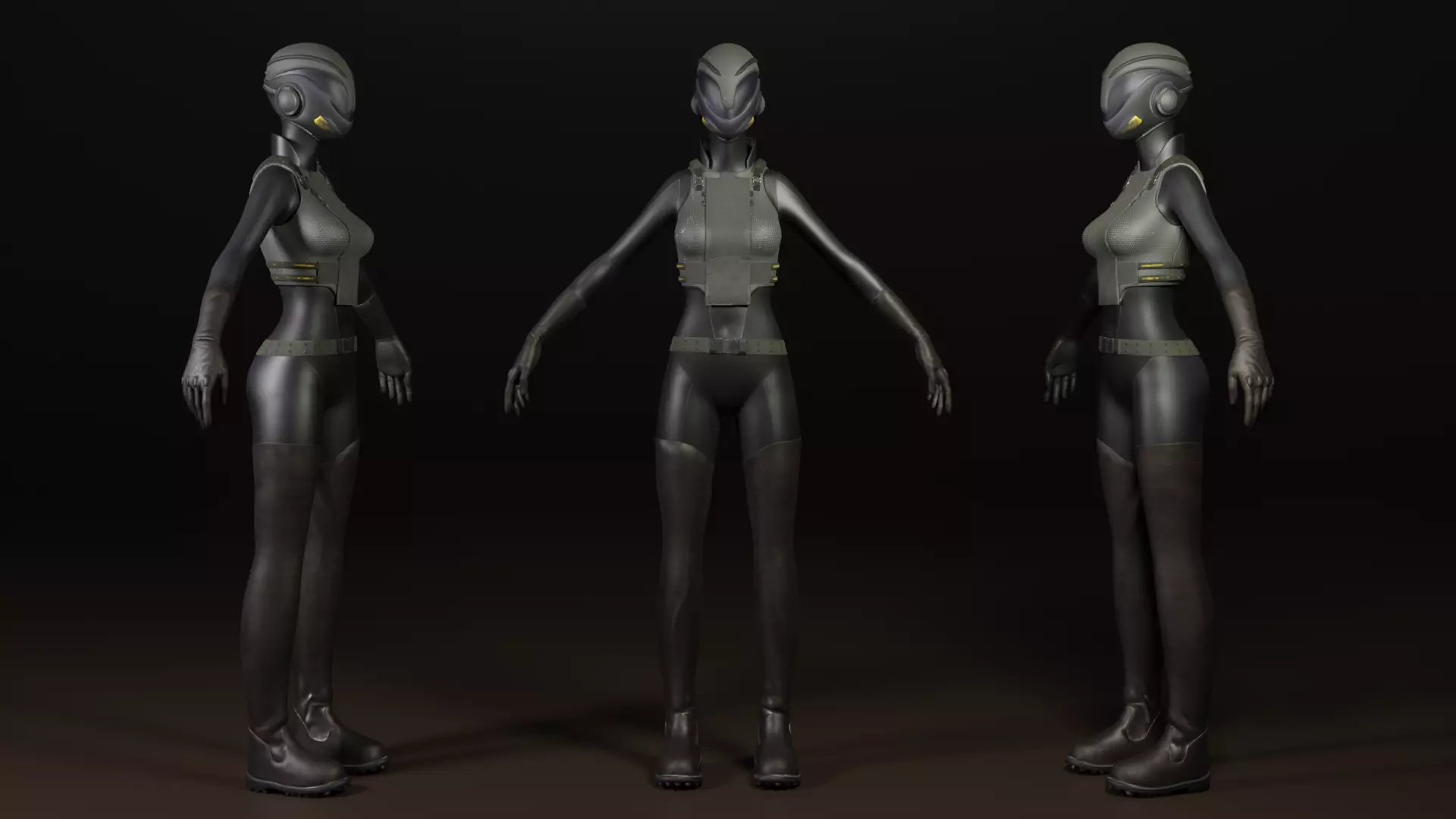 sci-fi character Low-poly 3D model_0