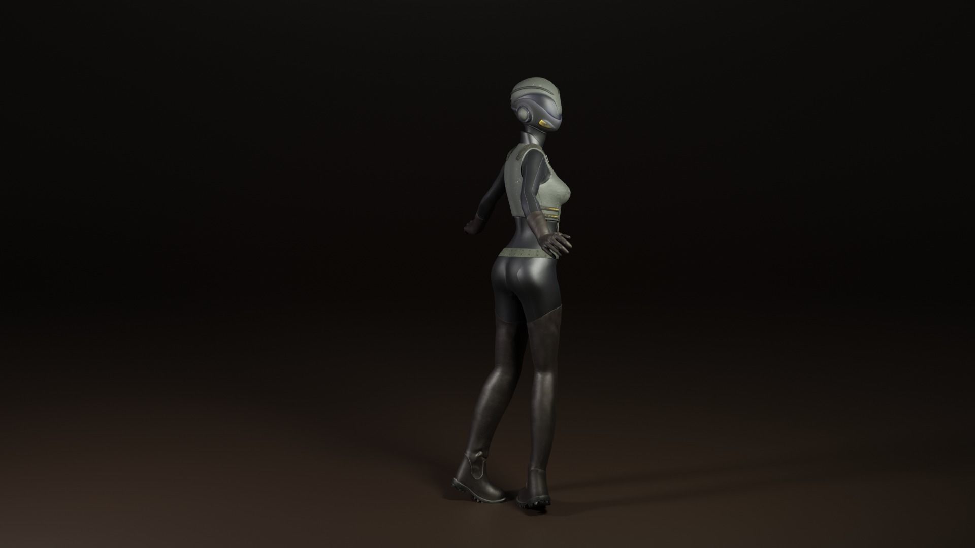 sci-fi character Low-poly 3D model_10