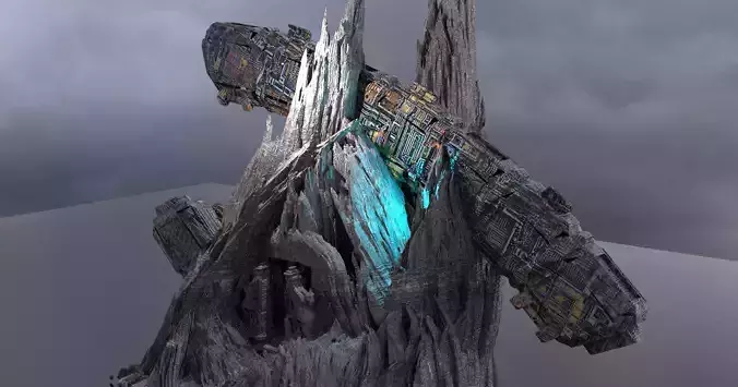 Crashed Engineer ship colossal mountains