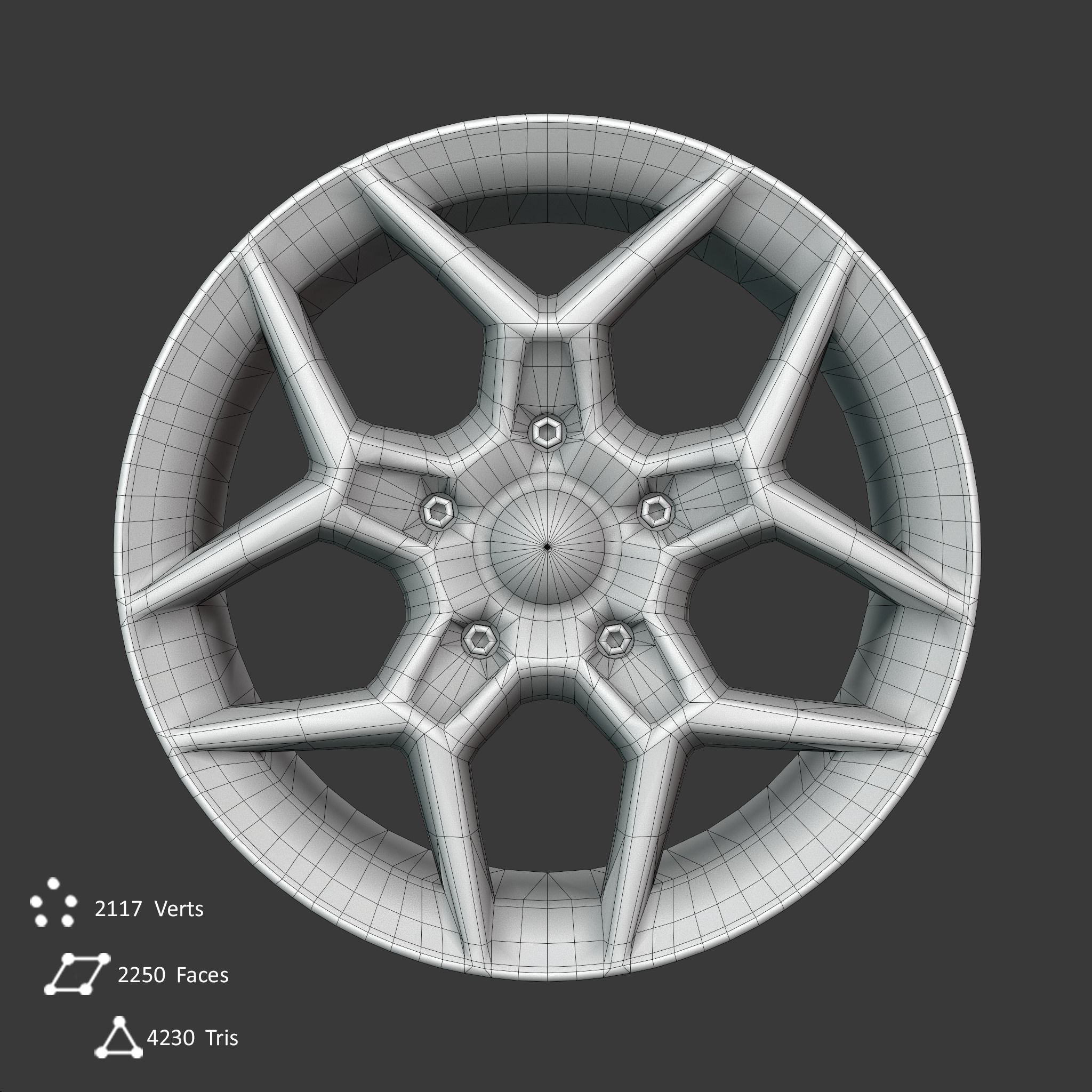 Sport Car Rim 8 Game-Ready 3D Model Low-poly 3D model_9