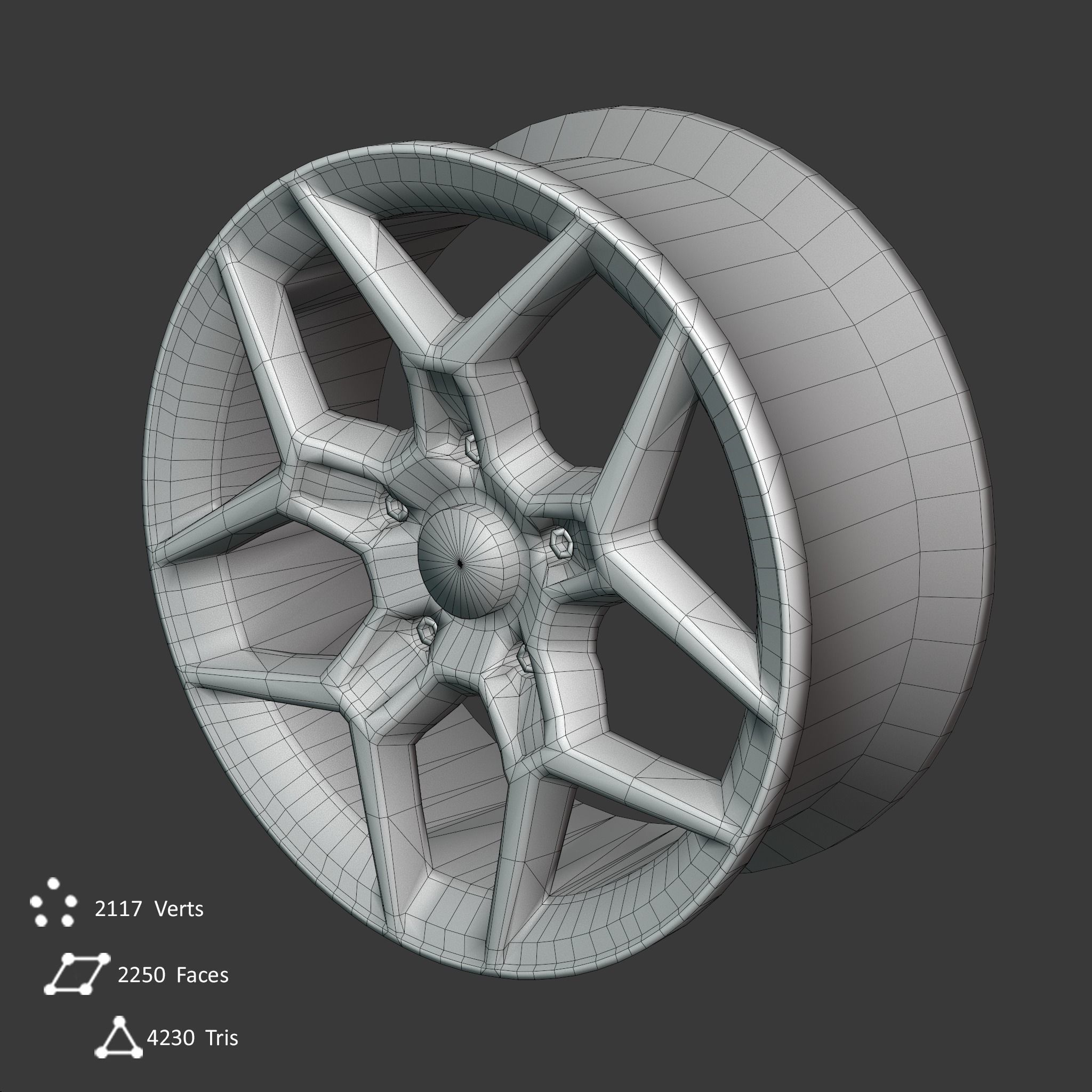 Sport Car Rim 8 Game-Ready 3D Model Low-poly 3D model_7