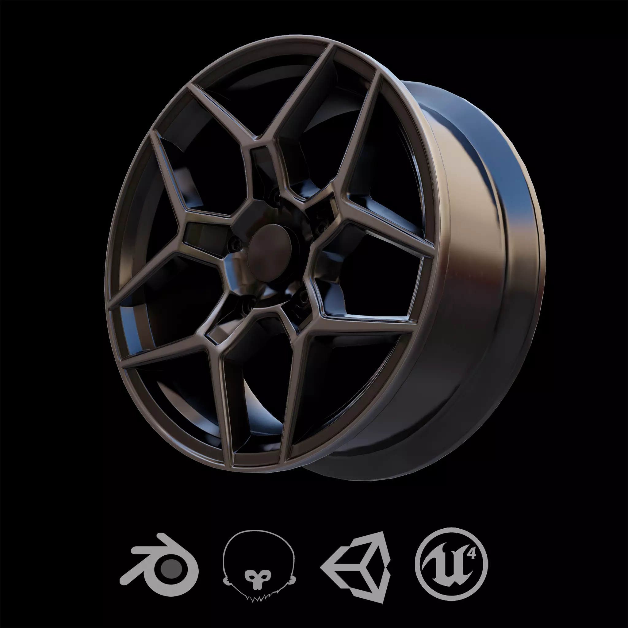 Sport Car Rim 8 Game-Ready 3D Model Low-poly 3D model_0