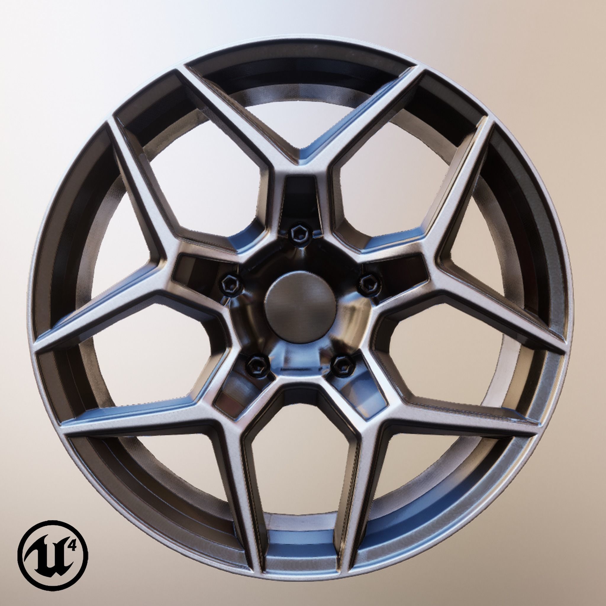 Sport Car Rim 8 Game-Ready 3D Model Low-poly 3D model_18