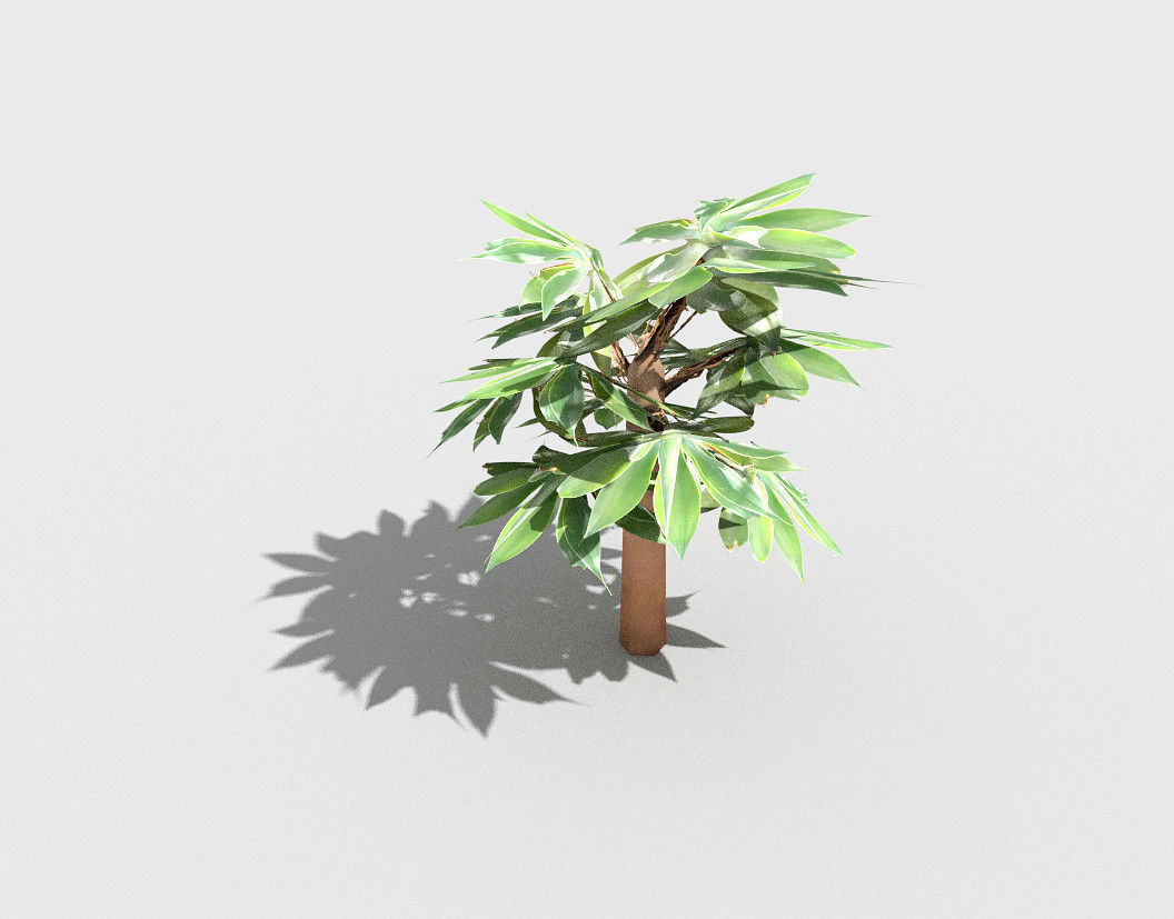 low poly tropical shrub 5 Low-poly 3D model_2