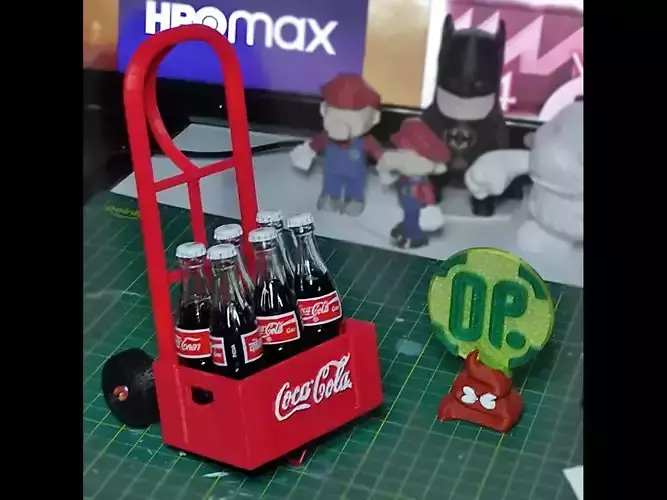 Hand Truck plus Bottle BOX - Mini Collectibles 3D print model Hand Truck plus Bottle BOX - Mini Collectibles 3D print model