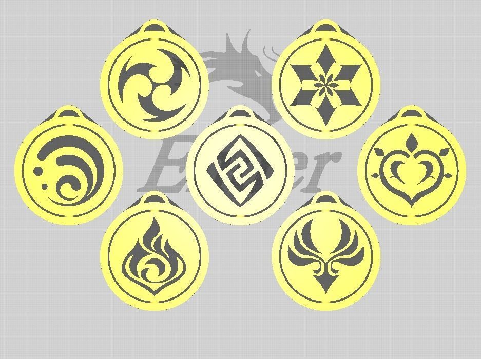 Genshin Impact Spinning Elemental Keychain 3D print model_11
