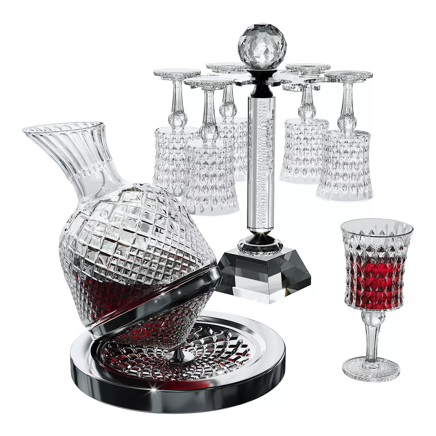 Luxury rotating wine decanter 3D model_0