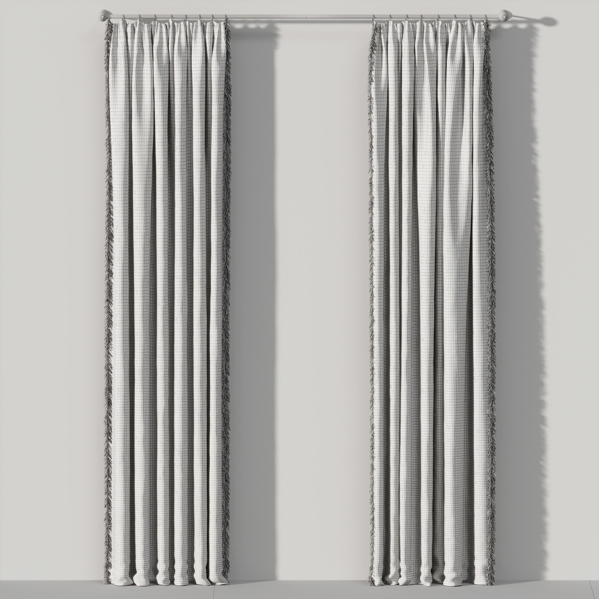 Curtains with fringes 3D model_2