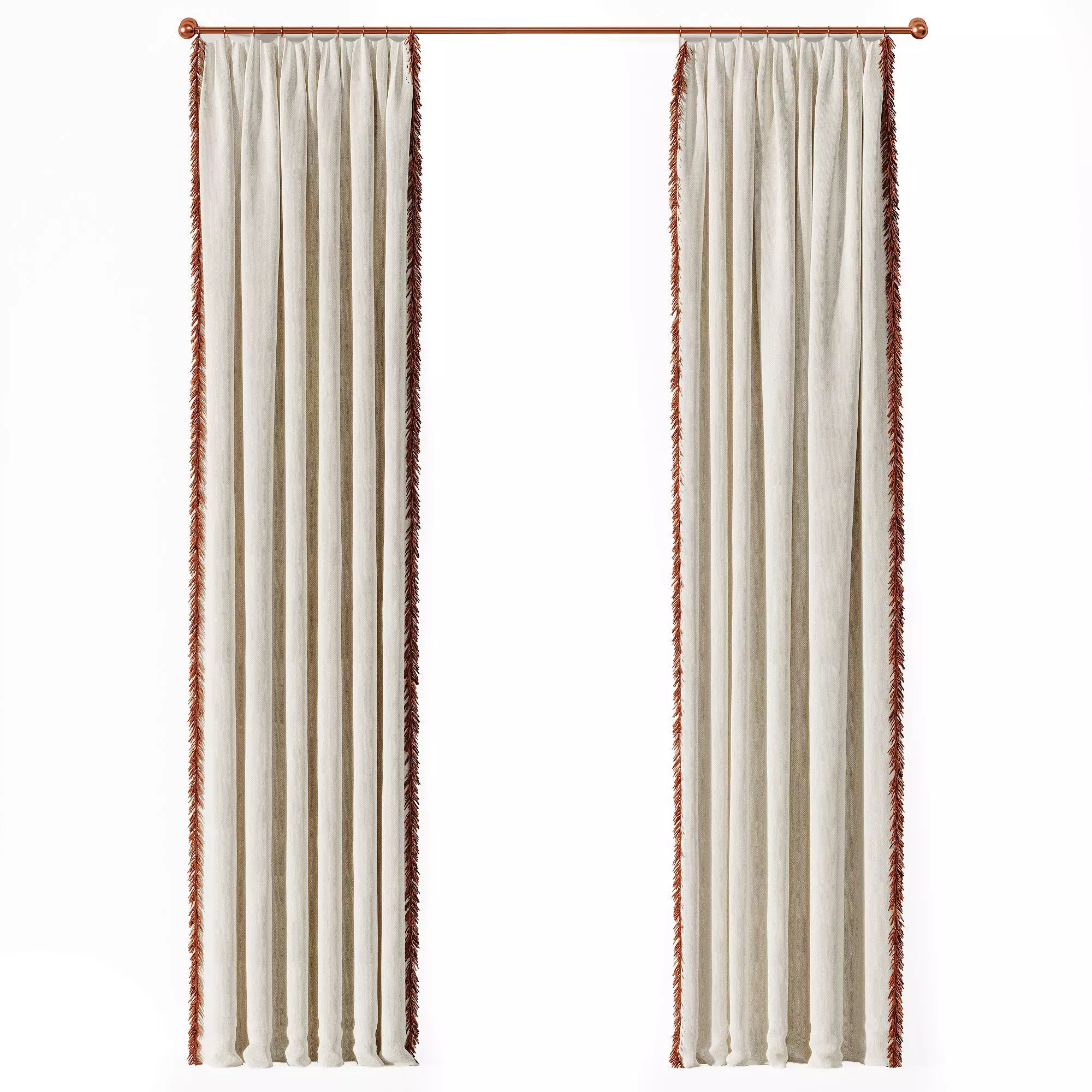 Curtains with fringes 3D model_0