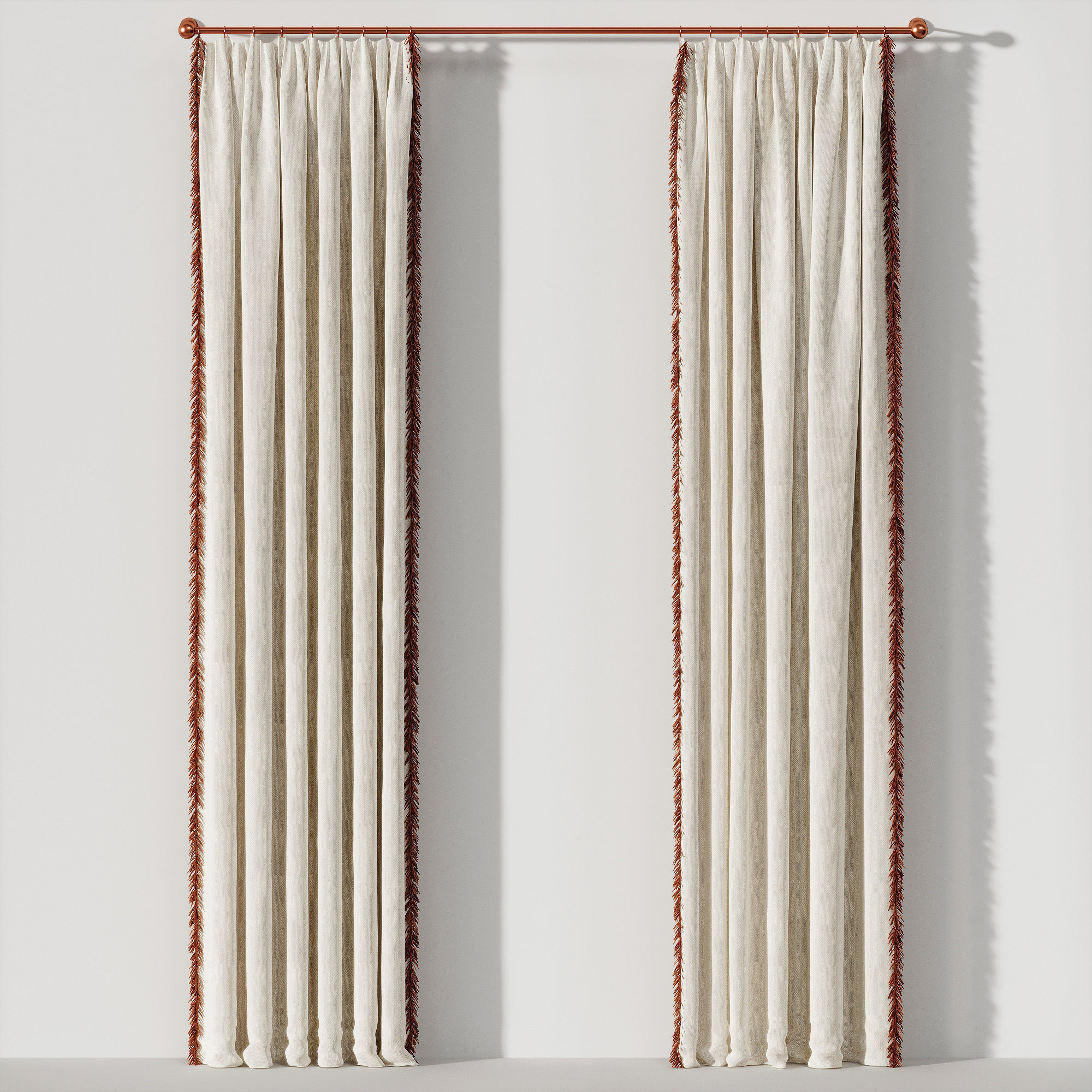 Curtains with fringes 3D model_1
