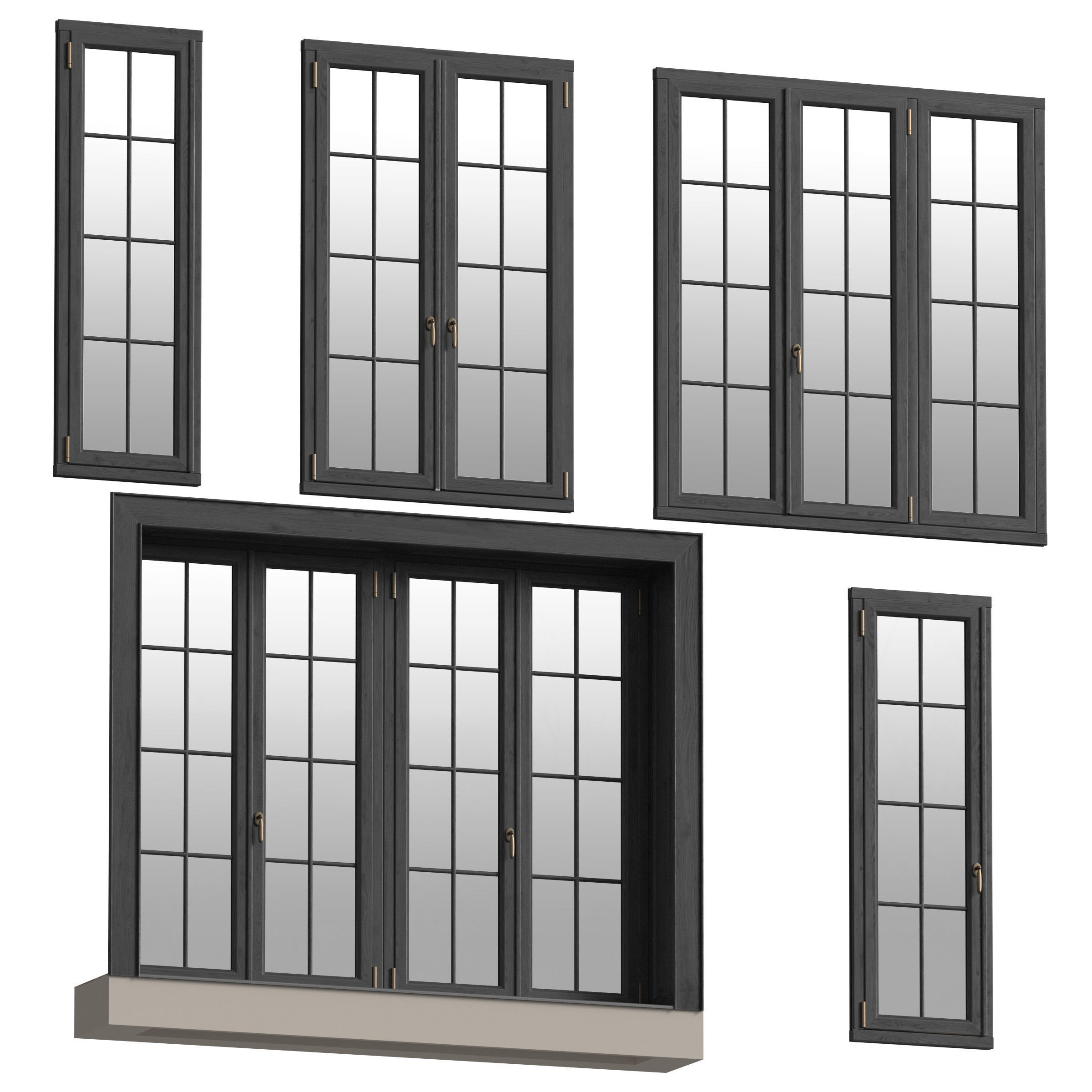 Collection of classic windows - 5 models 3D model_1