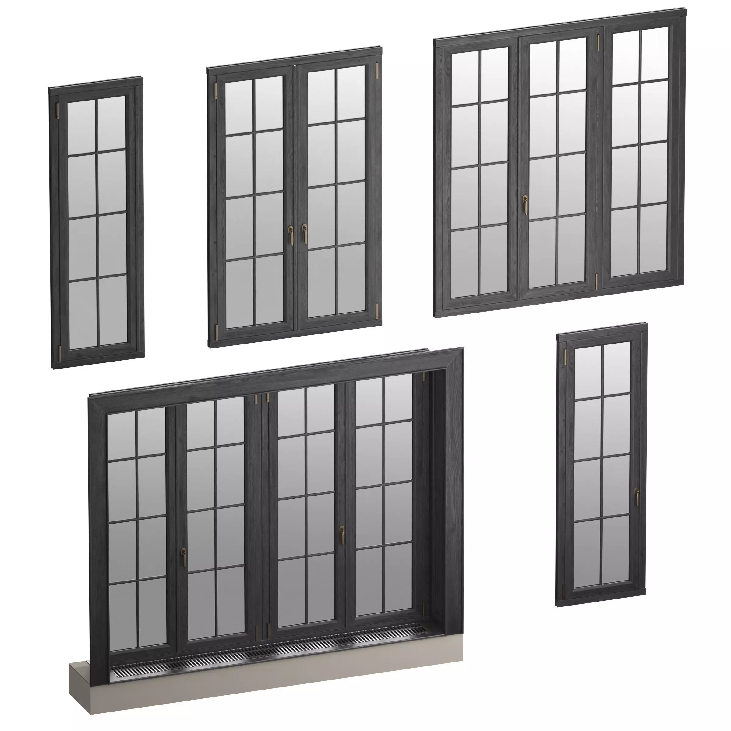 Collection of classic windows - 5 models 3D model_0