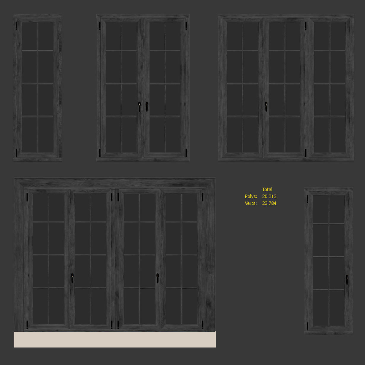 Collection of classic windows - 5 models 3D model_3
