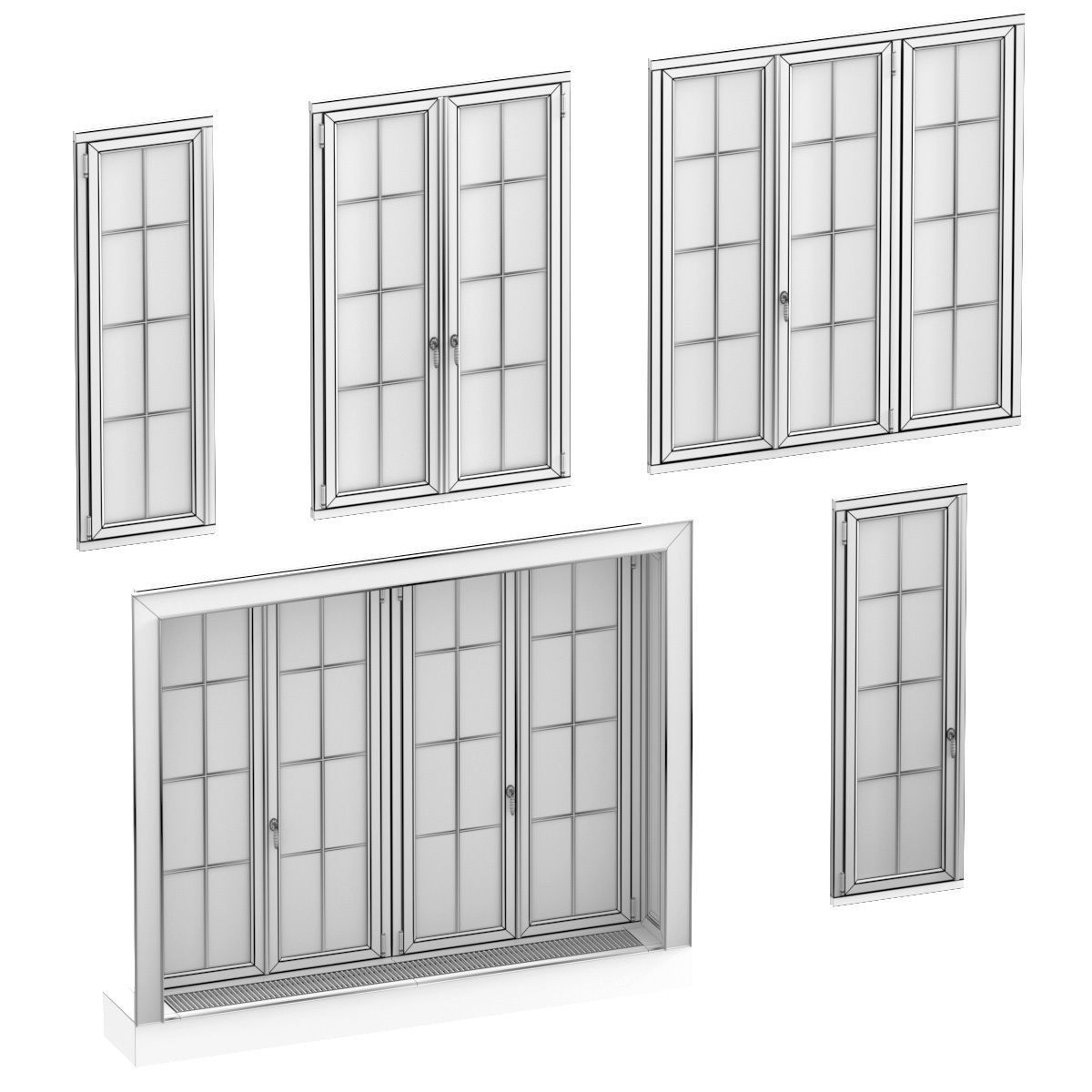 Collection of classic windows - 5 models 3D model_2