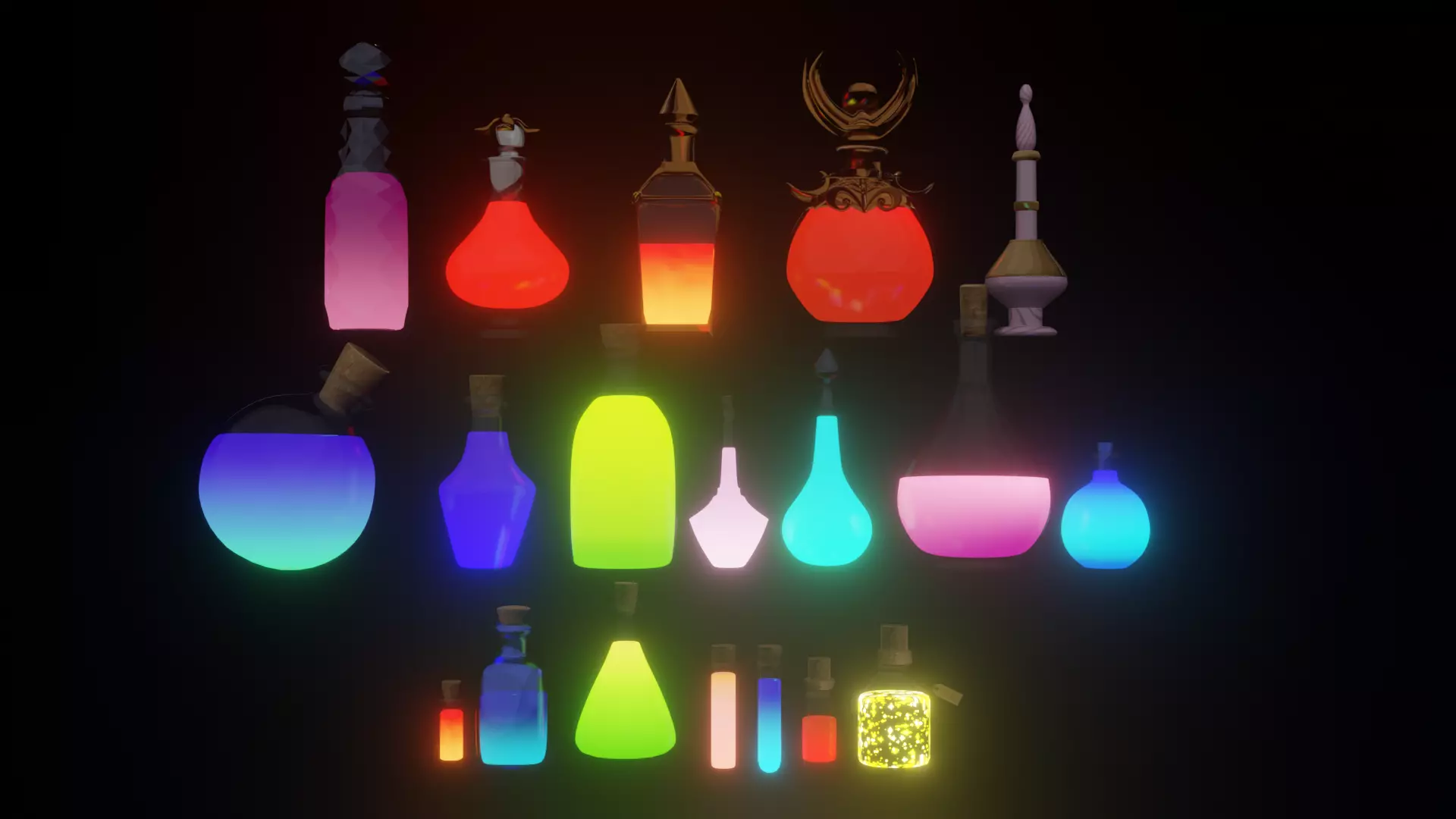 Potion Bottle Pack Low-poly 3D model_0