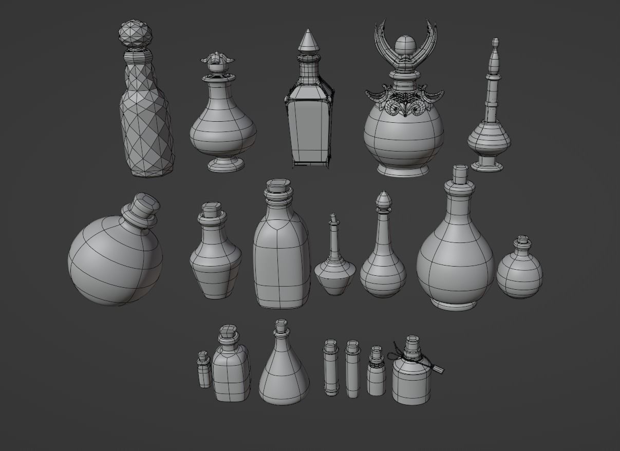Potion Bottle Pack Low-poly 3D model_4
